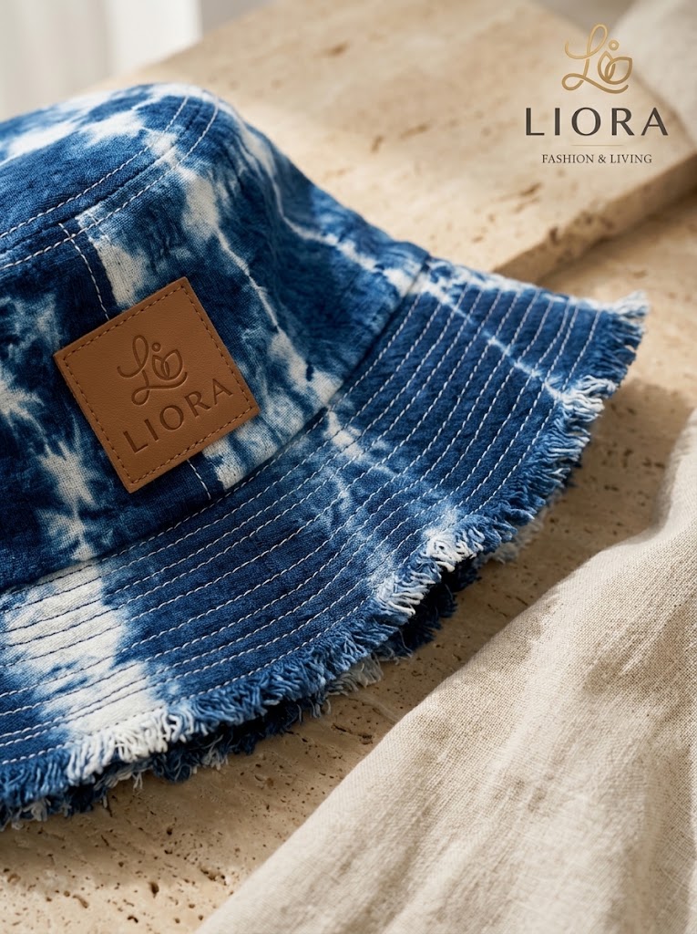 LIORA Handcrafted Chiang Mai Natural Indigo Tie-Dye Cotton Bucket Hat (Reversible 2-in-1 Sun Hat)