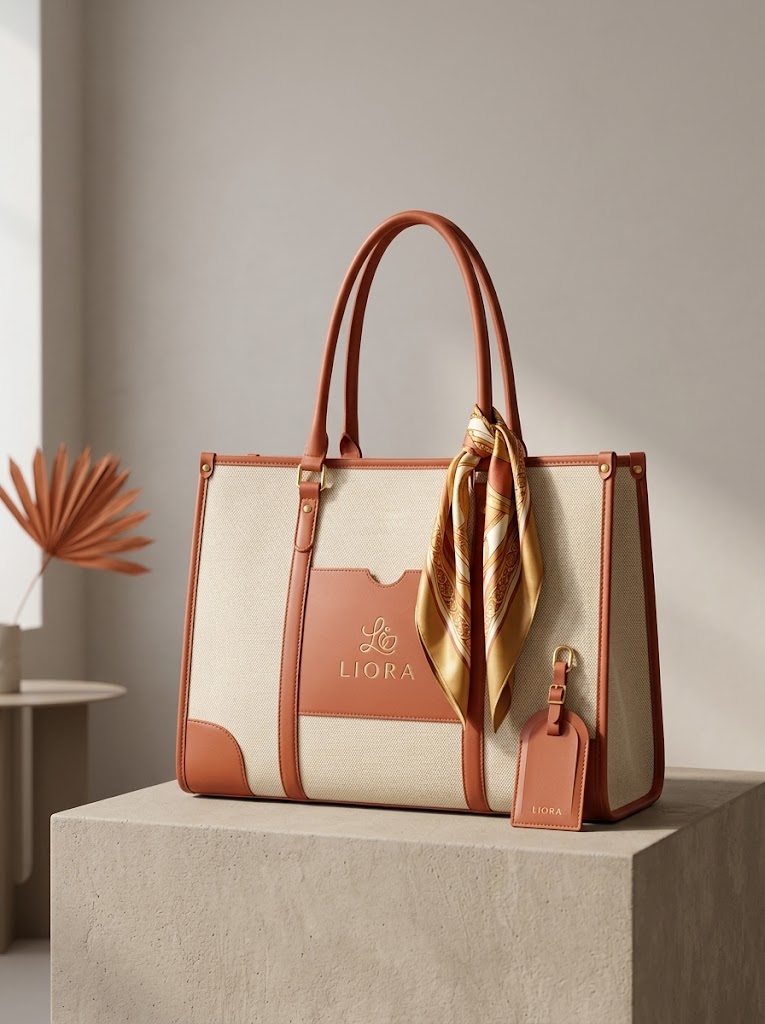 Liora Signature Canvas & Vegan Leather Resort Tote Bag