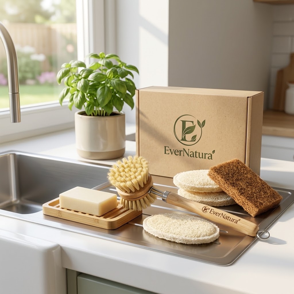 EverNatura 100% Biodegradable Natural Loofah & Sisal Kitchen Cleaning Set