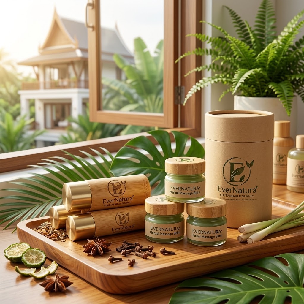 EverNatura Eco Bamboo Refillable Thai Herbal Inhaler & Balm Set