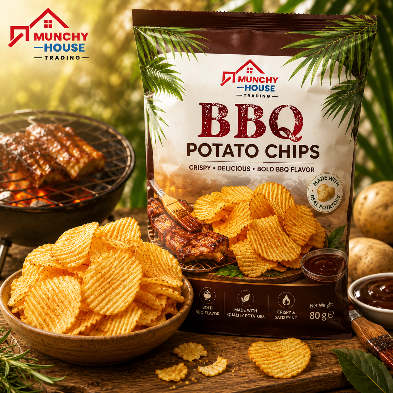 Crispy Potato Snack with Smoky BBQ Flavor