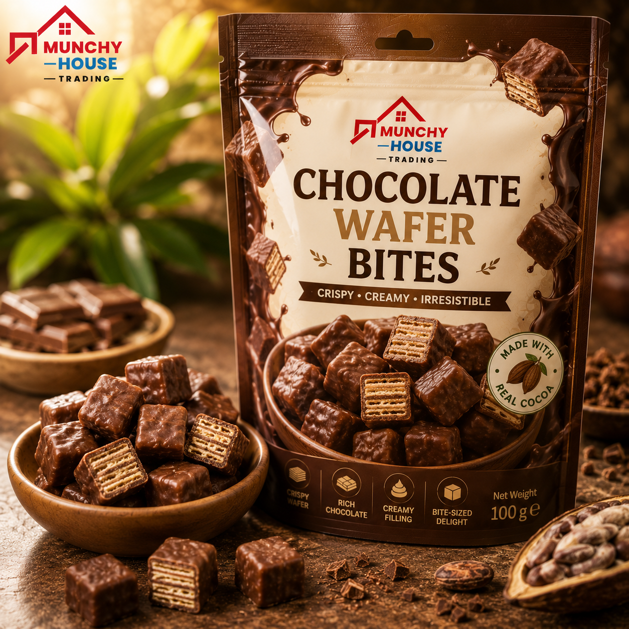 Munchy House Trading Premium Chocolate Wafer Bites