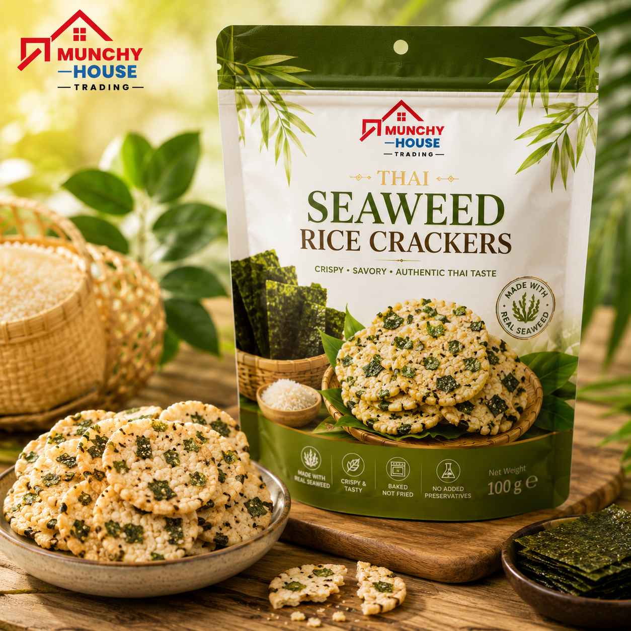 Crispy Thai Rice Snack with Seaweed