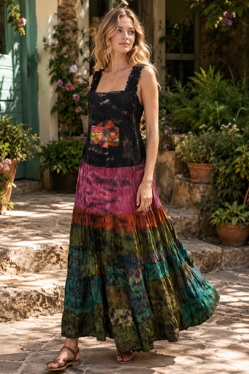 Forest Tie-Dye Maxi Dress