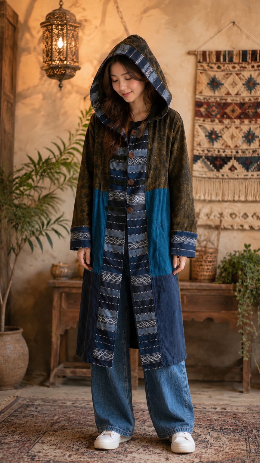 Indigo Artisan Hooded Coat