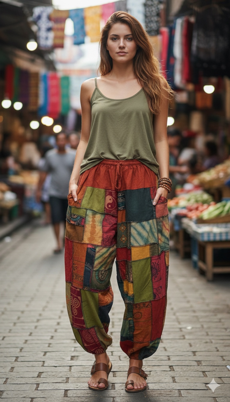Relaxed Patchwork Harem Pants
