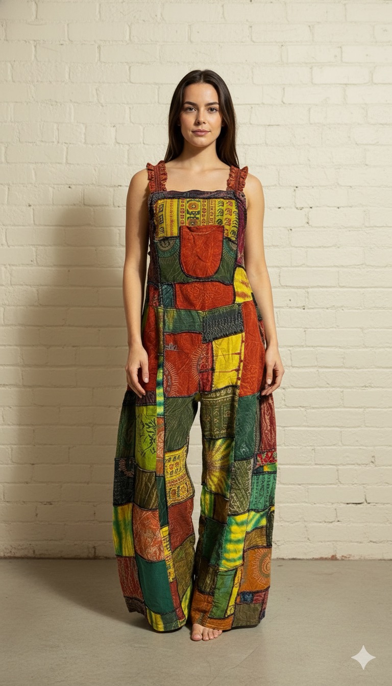 Signature Patchwork Jumpsuit – Contemporary Women's One-Piece Outfit