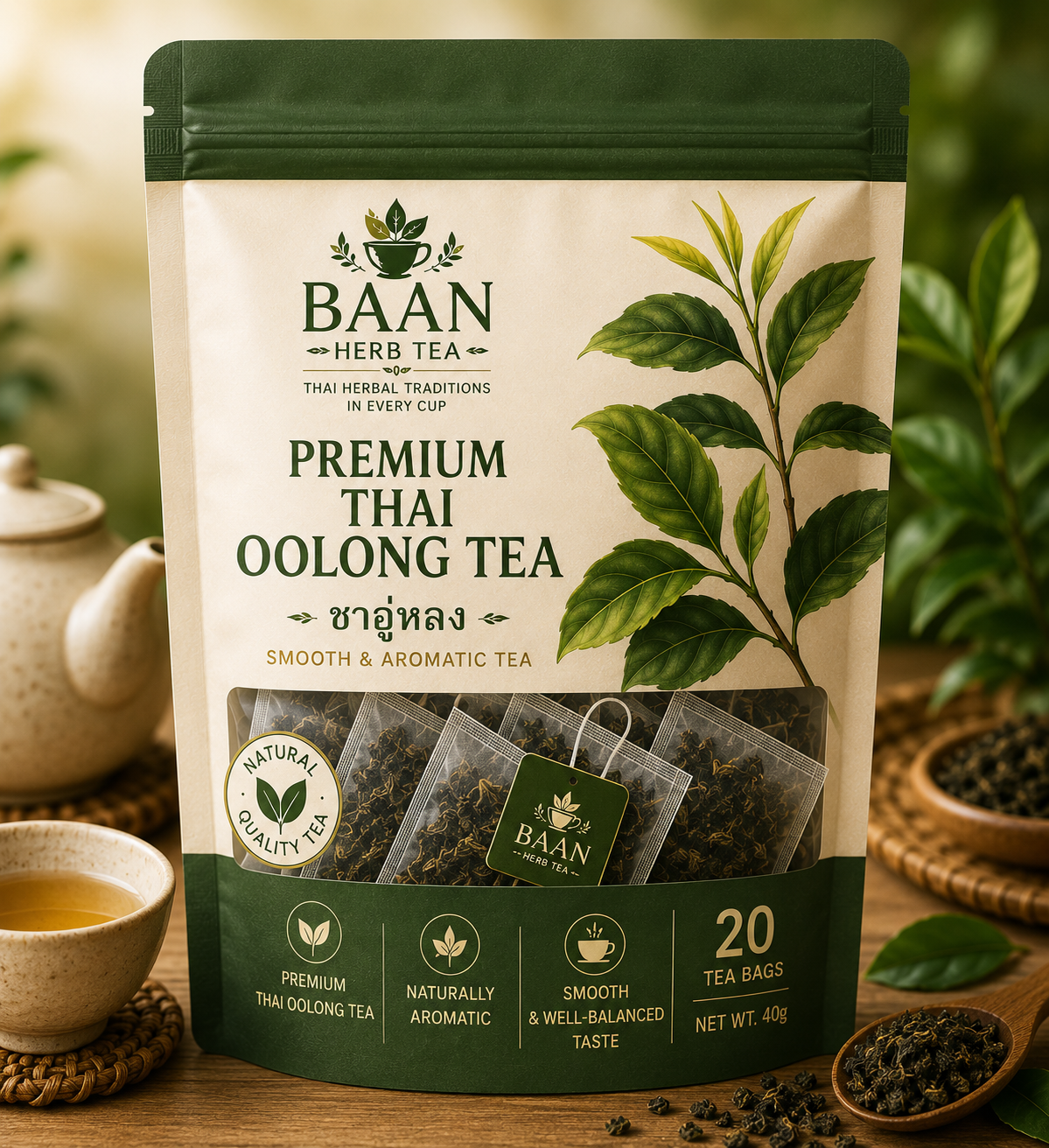 Premium Thai Oolong Tea – Smooth & Aromatic Tea Bags