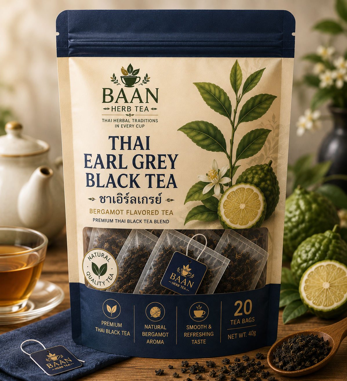 Thai Earl Grey Black Tea – Bergamot Flavored Premium Tea Bags