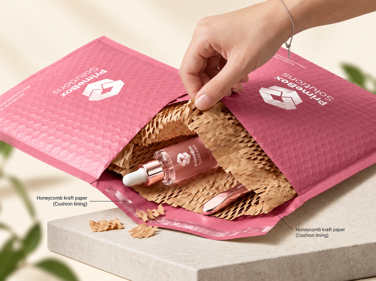 Custom Eco-Friendly Honeycomb Padded Kraft Paper Mailer Shipping Envelope