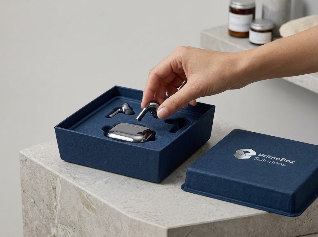 Custom Luxury Molded Sugarcane Pulp Packaging Box with Embossed Silver Foil Logo
