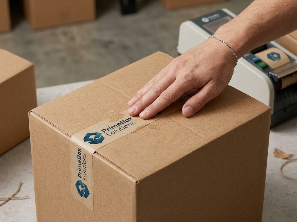 Custom Printed Reinforced Water-Activated Gummed Kraft Paper Packaging Tape