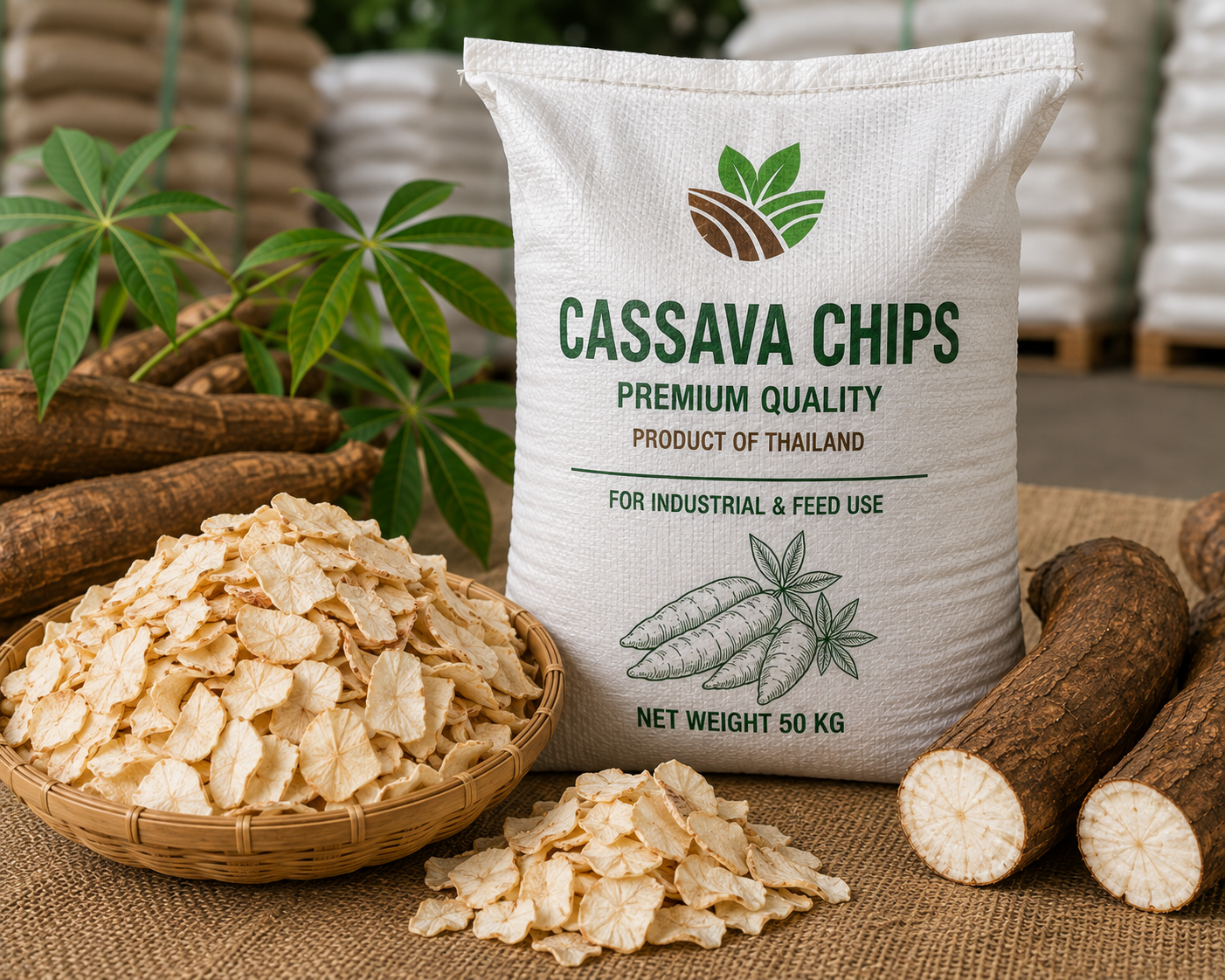 Premium Dried Thai Cassava Chips for Industrial & Feed Use