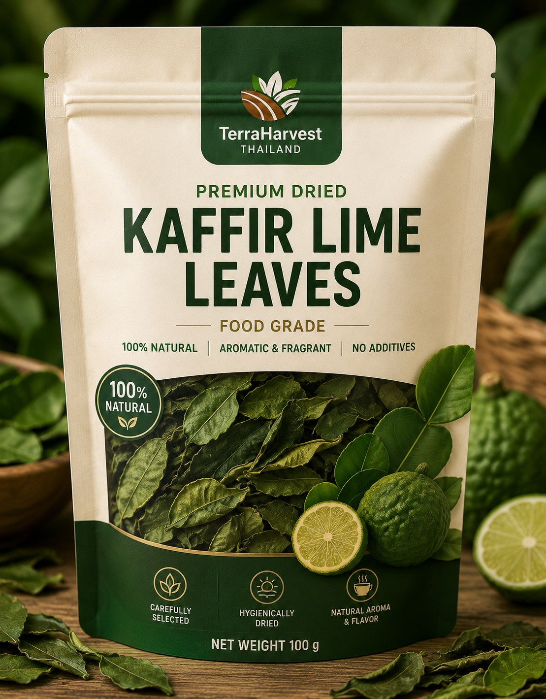 Premium Dried Thai Kaffir Lime Leaves – Food Grade