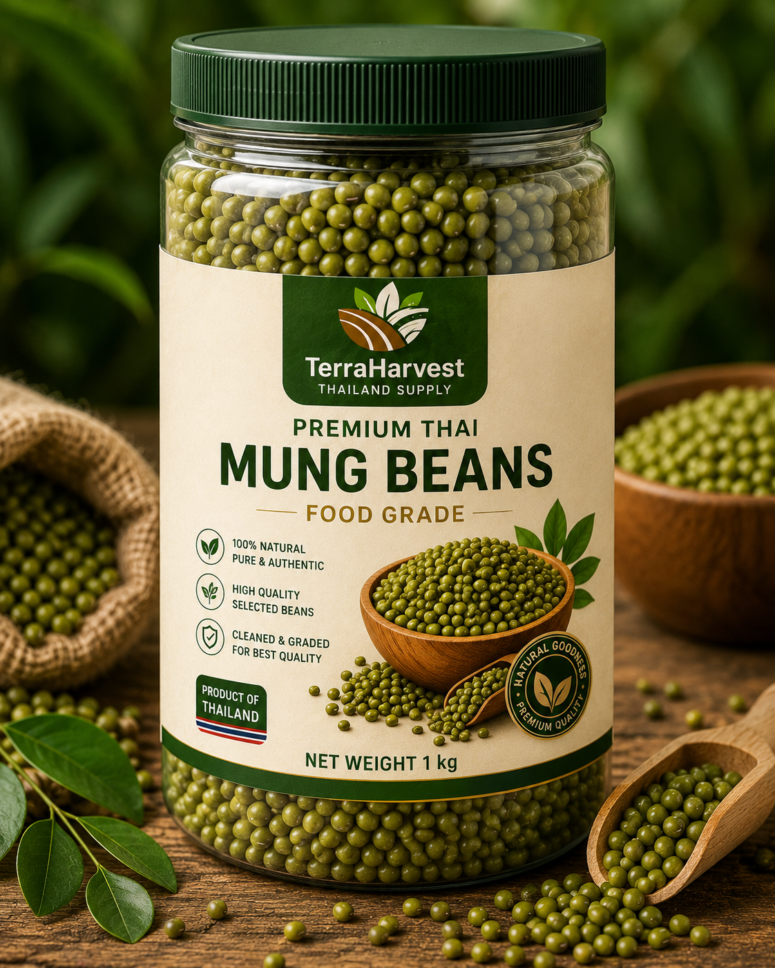Premium Thai Whole Green Mung Beans – Food Grade
