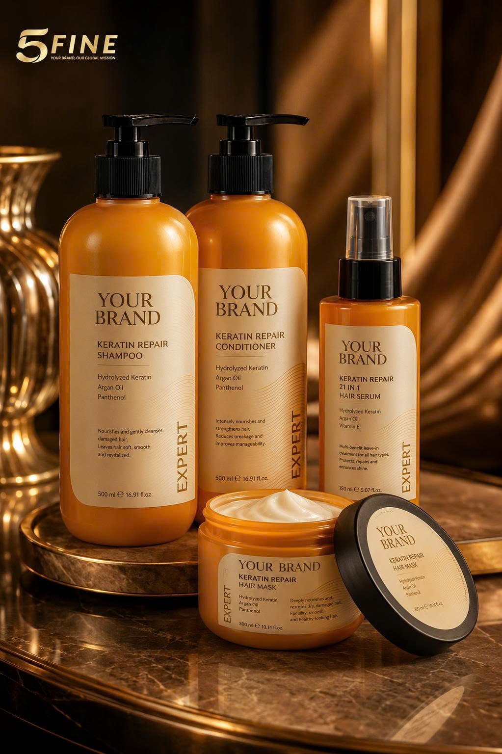 OEM Hair Care Set – Custom Private Label Shampoo, Conditioner & Hair Treatment