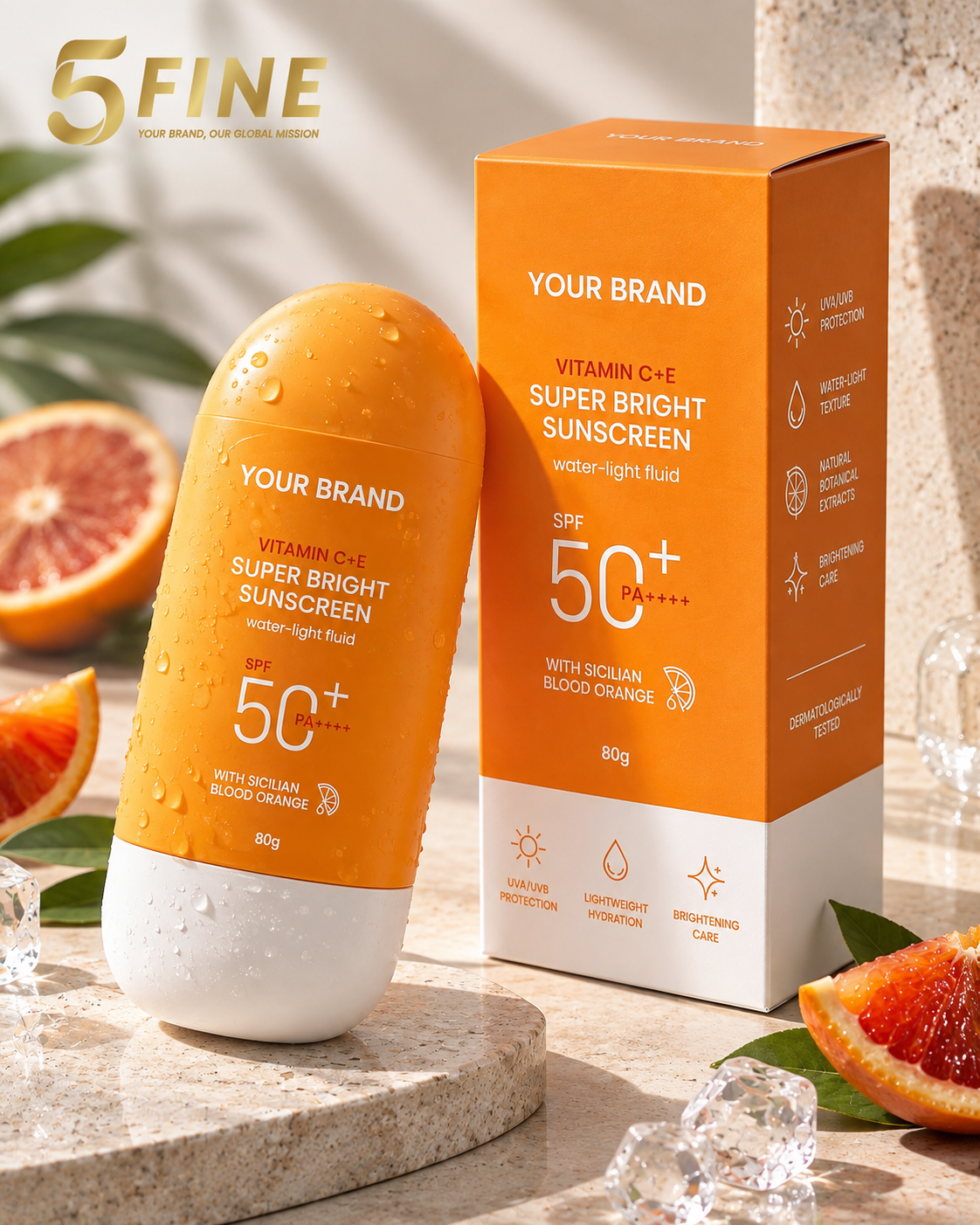 OEM Vitamin C Sunscreen – Brightening & Lightweight SPF 50+ Sunscreen