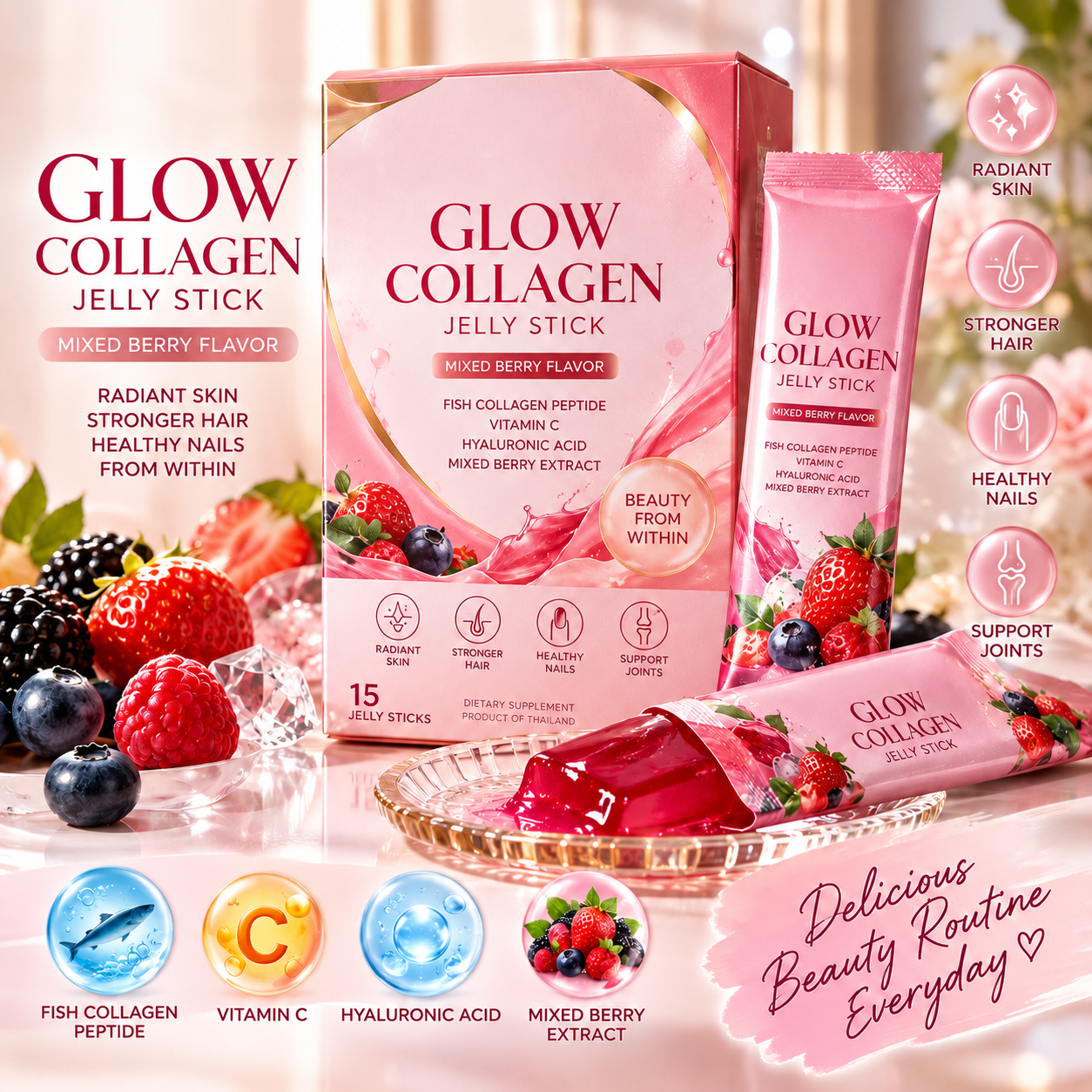 Glow Collagen Jelly Stick – Mixed Berry