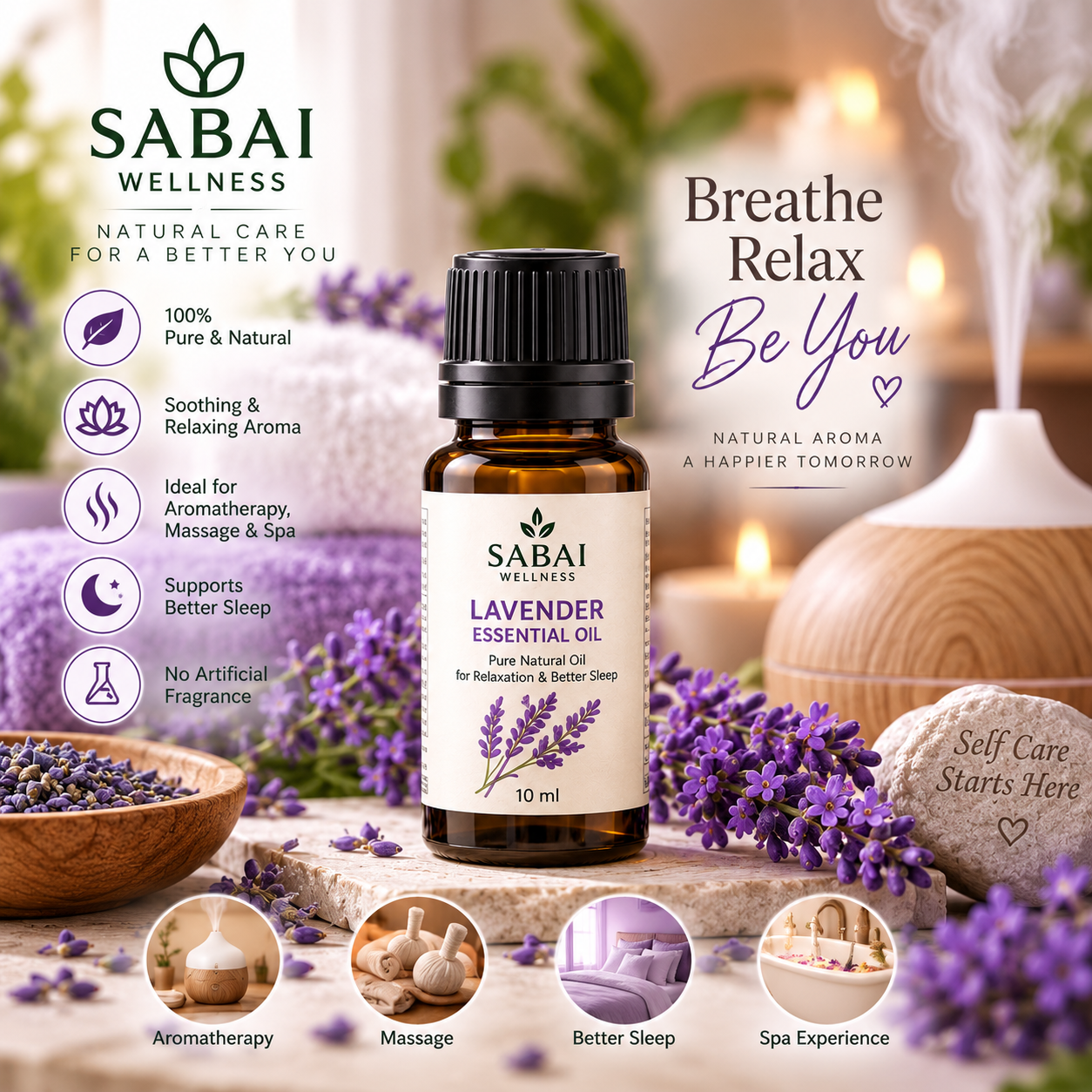 SABAI WELLNESS Lavender Essential Oil