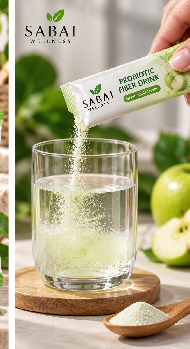 SABAI WELLNESS Probiotic Fiber Drink – Green Apple Flavor