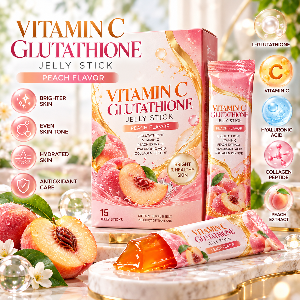 Vitamin C Glutathione Jelly Stick – Peach Flavor