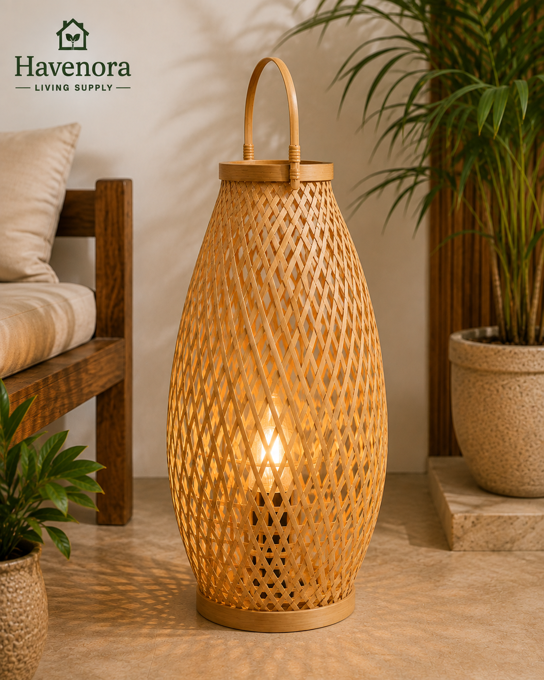 Handwoven Bamboo Decorative Floor Lantern