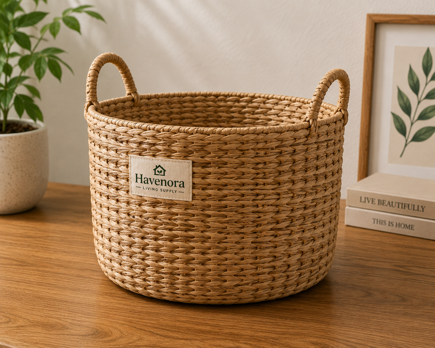 Handwoven Decorative Basket with Handles
