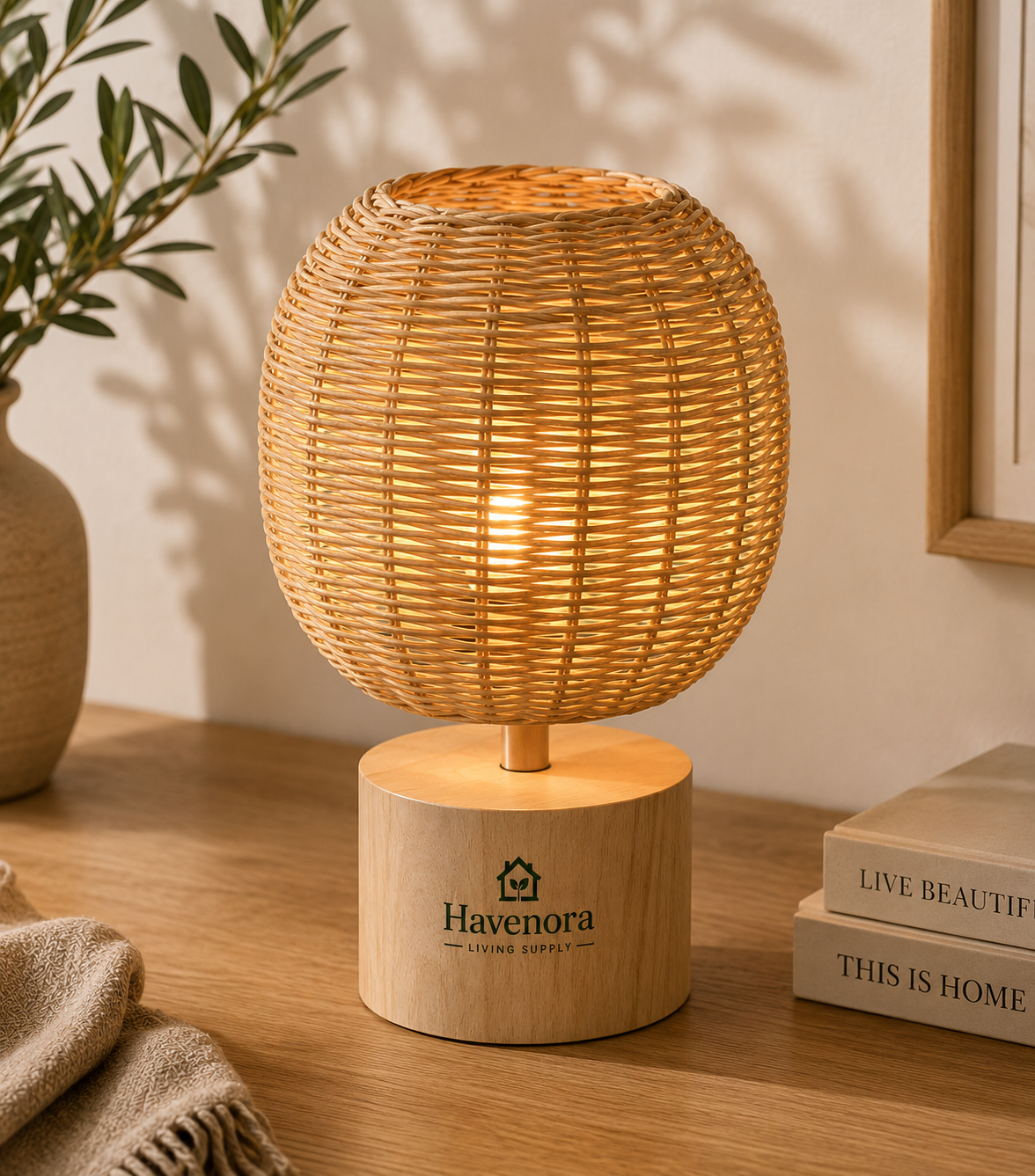 Modern Woven Rattan Decorative Table Lamp