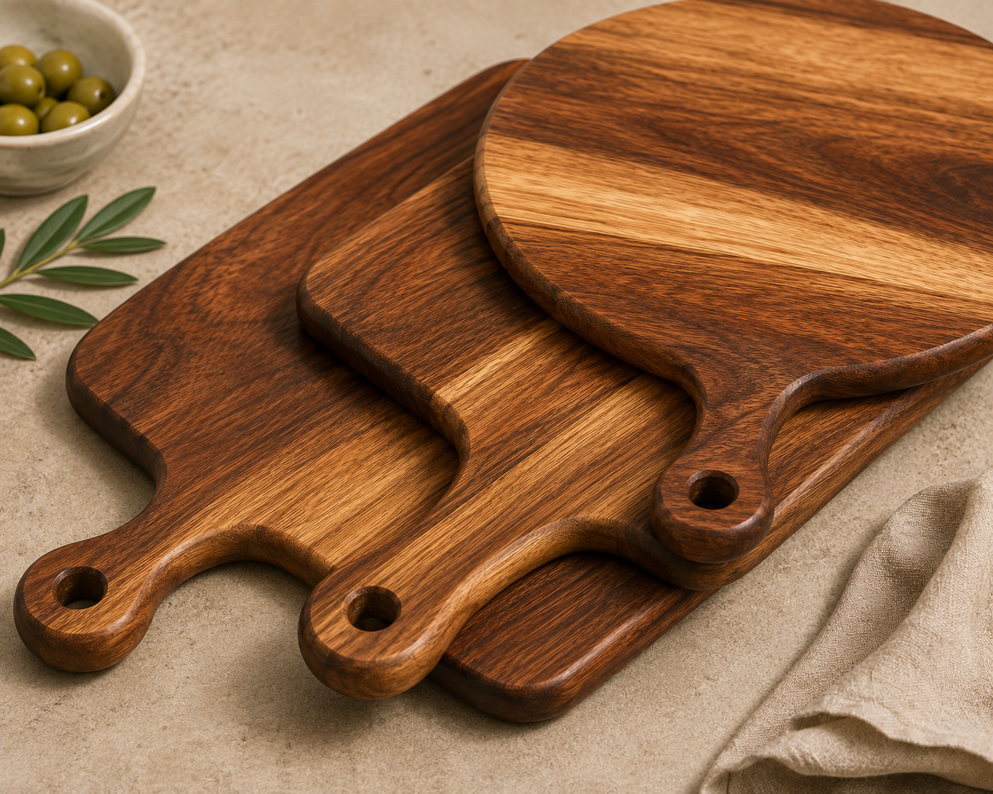 Natural Acacia Wood Serving & Charcuterie Board Set